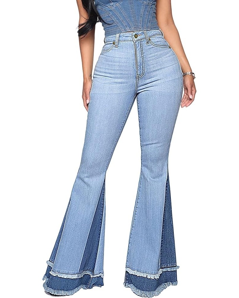 Bell Bottom Jeans for Women High Waisted Jeans for Women Stretchy Flare Denim Jeans Y2K Jeans Light Blue $16.45 Jeans