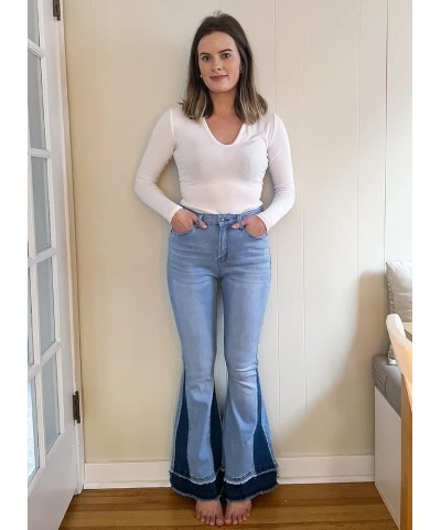 Bell Bottom Jeans for Women High Waisted Jeans for Women Stretchy Flare Denim Jeans Y2K Jeans Light Blue $16.45 Jeans