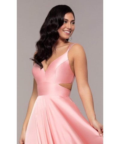 Spaghetti Straps Satin Prom Dresses for Teens Long Slit Formal Evening Dress with Pockets Yellow $34.85 Dresses