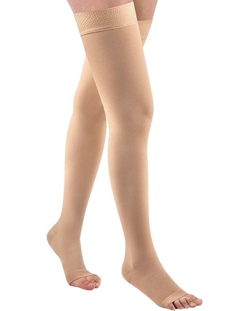 Thigh High 20-30mmHg Compression Stocking Toeless Compression Socks for Women & Men Circulation with Silicone Dot Band Beige ...