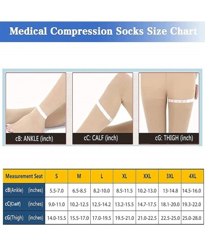 Thigh High 20-30mmHg Compression Stocking Toeless Compression Socks for Women & Men Circulation with Silicone Dot Band Beige ...