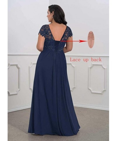 V-Neck Lace Mother of The Bride Dresses Short Sleeves Chiffon Applique Evening Formal Gowns for Women Silver $39.74 Dresses