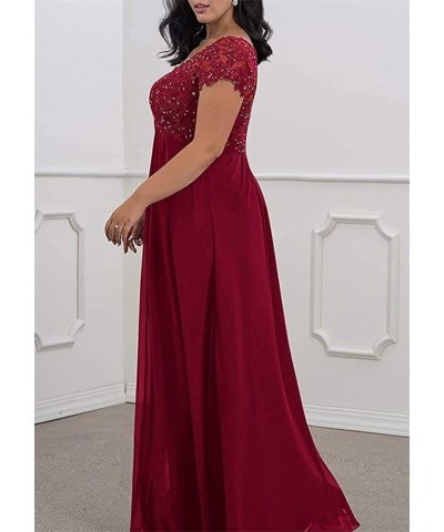 V-Neck Lace Mother of The Bride Dresses Short Sleeves Chiffon Applique Evening Formal Gowns for Women Silver $39.74 Dresses