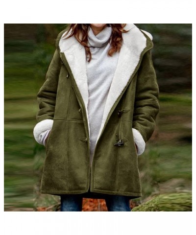 Womens Winter Coats Soft Fleece Lined Faux Suede Duffle Coat with Pockets Solid Hooded Jackets Army Green 1 $12.52 Coats