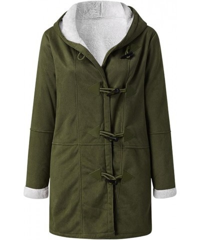 Womens Winter Coats Soft Fleece Lined Faux Suede Duffle Coat with Pockets Solid Hooded Jackets Army Green 1 $12.52 Coats