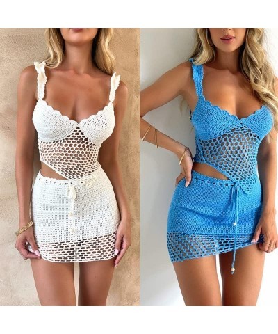 Women Sexy Mini Skirt Set Y2k Strapless Tube Top Bodycon Skirt 2 Piece Outfits Dress Solid Party Club Streetwear D3-blue $10....