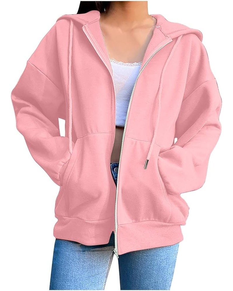 Cute Hoodies For Teen Girls Fashion Fall y2k Clothes 2023 Full Zip Up Hooded Sweatshirts With Pockets Casual Jacket G08-pink ...