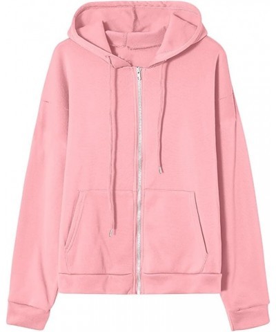 Cute Hoodies For Teen Girls Fashion Fall y2k Clothes 2023 Full Zip Up Hooded Sweatshirts With Pockets Casual Jacket G08-pink ...