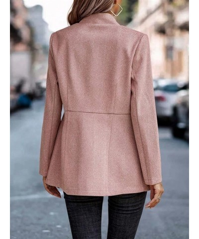 Women's Long Sleeve Notch Lapel Office Blazer Jacket, Stand Collar Solid Trench Jacket Outwear Pink $28.85 Blazers