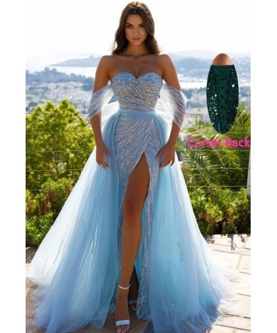 Flowy Teens Glitter Mermaid Sequin Prom Ball Dresses 2024 Off Shoulder Sweetheart Formal Evening Gown with Slit VT024 Orange ...