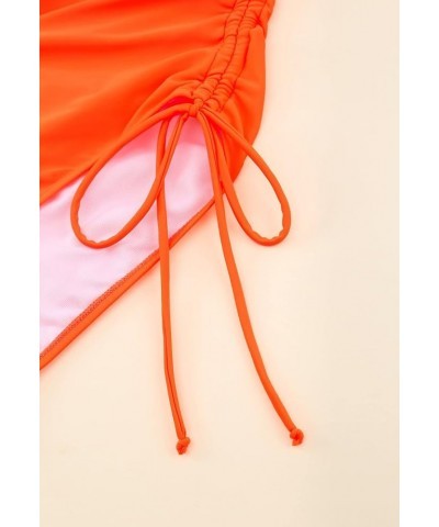 Women's One Shoulder Ruched One Piece Swimsuit Tummy Control High Cut Cheeky Bathing Suit Orange One Shoulder $16.28 Swimsuits