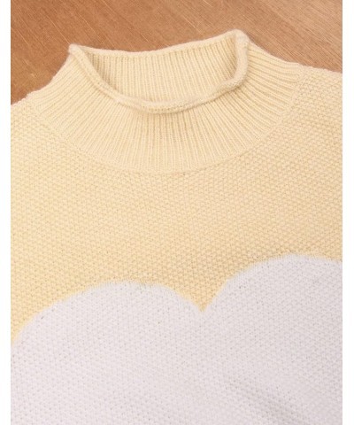 Women's Pullover Sweaters Long Sleeve Crewneck Front Ribbed Knitted Cute Heart Sweater 10755 Beige $16.77 Sweaters