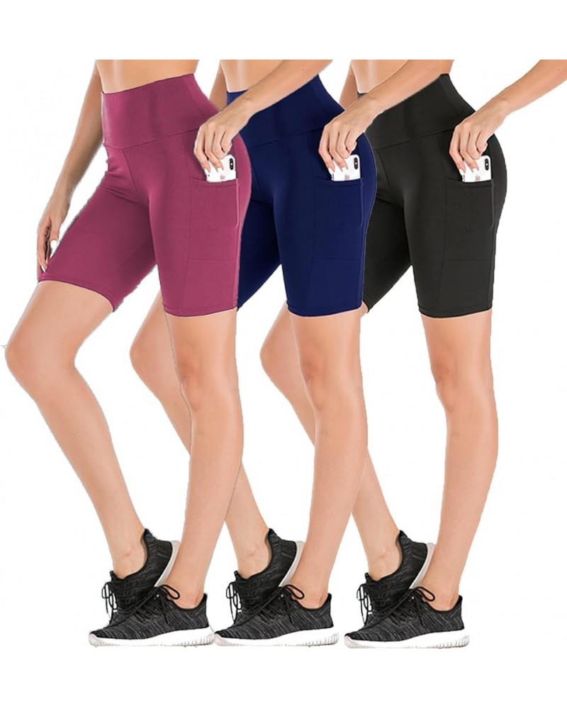 8'' High Waist Biker Shorts for Women-Workout Yoga Shorts Running Summer Soft Pants with Pockets 2 Black,navy,pink 3 Pack $13...