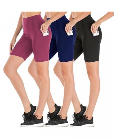 8'' High Waist Biker Shorts for Women-Workout Yoga Shorts Running Summer Soft Pants with Pockets 2 Black,navy,pink 3 Pack $13...