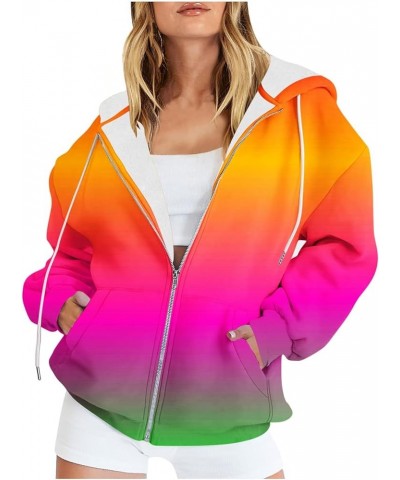 Ombre Tie Dye Hoodies for Women 2023 Trendy Gradient Color Y2K Jacket Zip Up Long Sleeve Plus Size Sweatshirt Drawstring Coat...