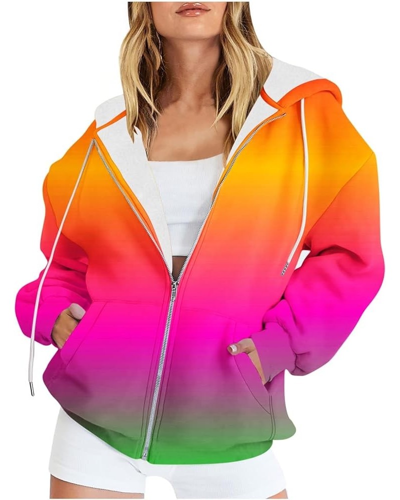 Ombre Tie Dye Hoodies for Women 2023 Trendy Gradient Color Y2K Jacket Zip Up Long Sleeve Plus Size Sweatshirt Drawstring Coat...