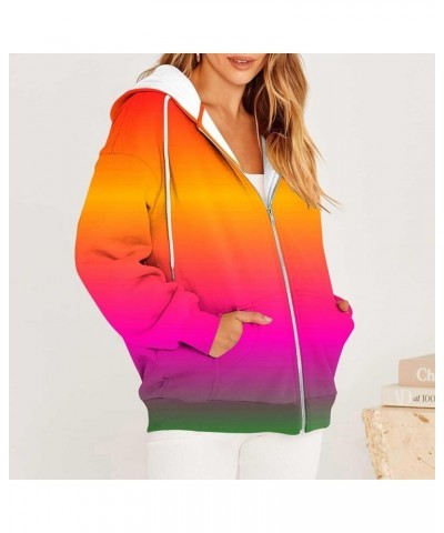 Ombre Tie Dye Hoodies for Women 2023 Trendy Gradient Color Y2K Jacket Zip Up Long Sleeve Plus Size Sweatshirt Drawstring Coat...