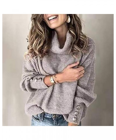 Plus Size Sweaters for Women Fashion Knit Jumper Womens Long Sleeve Tops Casual Ladies Solid Blouses Clothes 1-gray $9.67 Swe...