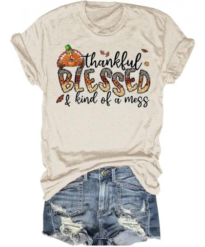 Fall T-Shirt for Women Family Halloween Thanksgiving Tops Cute Autumn Thankful Pumpkin Graphic Tees B Beige-922 $7.79 T-Shirts