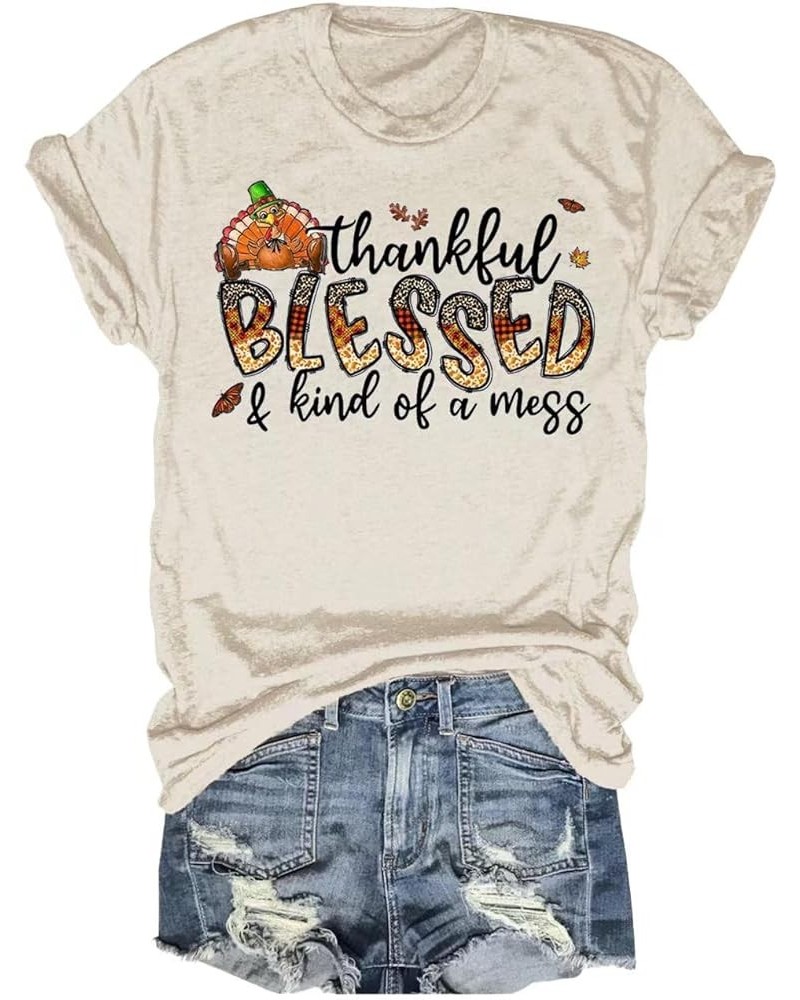 Fall T-Shirt for Women Family Halloween Thanksgiving Tops Cute Autumn Thankful Pumpkin Graphic Tees B Beige-922 $7.79 T-Shirts