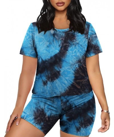 Two Piece Outfits For Women Short Sleeve Crew Neck Bodycon Sets 11-tiedye 1 $14.74 Activewear