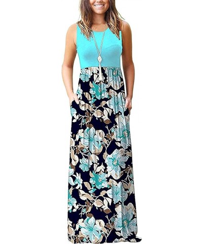 Women's Loose Plain Maxi Dresses Casual Long Dresses with Pockets 02 Light Blue $19.69 Dresses