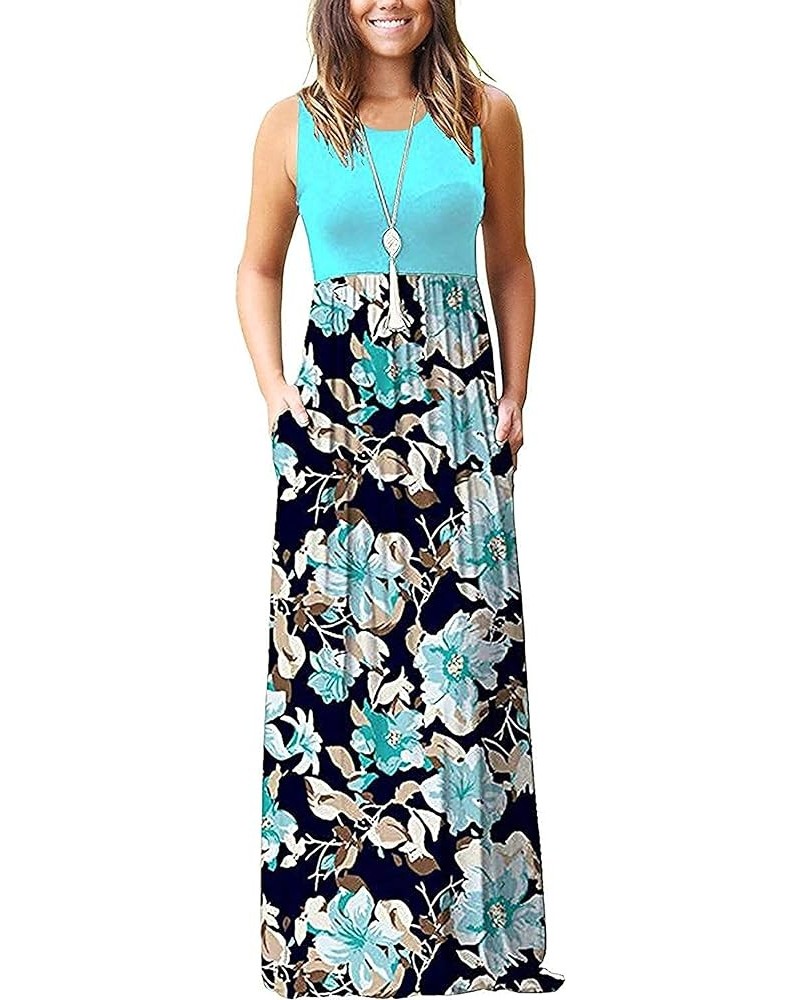 Women's Loose Plain Maxi Dresses Casual Long Dresses with Pockets 02 Light Blue $19.69 Dresses