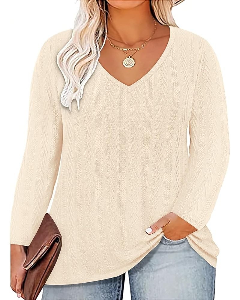 Plus Size Tops For Women V Neck Winter Shirts Oversized Long Sleeve Loose Fit Henley Shirts Casual Ladies Tunic XL-6XL A0-bei...