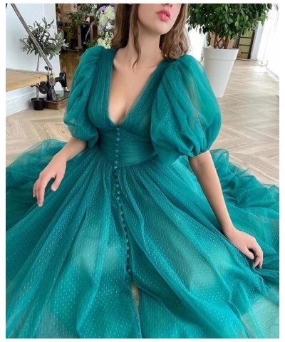 Woman's Tea Length Prom Dress 2023 Teens Tulle Puffy Sleeves Homecoming Dresses Formal Evening Party Gowns Red $43.70 Dresses