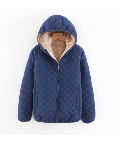 Fleece Jacket Women Warm Zip Hooded Winter Coat Casual 2023 Fall Loose Fit Long Sleeve Jacket With Pocket C-navy $15.39 Sweaters