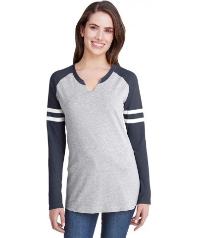 Ladies Gameday Mash-Up Long Sleeve Fine Jersey Tee (3534) Vn Hthr/Vn Navy/Blnded Wht $7.88 T-Shirts