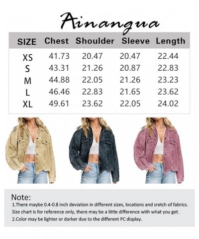 Oversized Corduroy Shirt Jacket Casual Button Down Long Sleeve Shacket Washed Retro Coat Shirts Jackets Wine Red $22.05 Jackets