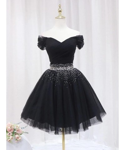 Off Shoulder Tulle Homecoming Dresses for Teens A-line Beaded Short Prom Cocktail Party Dress Fuchsia $32.63 Dresses