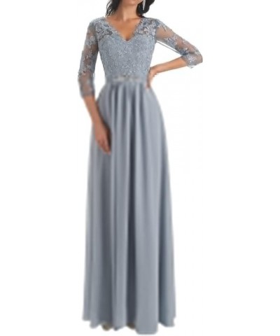 Mother of The Bride Dresses Lace Wedding Guest Dresses for Women Chiffon Mother of The Groom Dresses V Neck Grey $37.50 Dresses