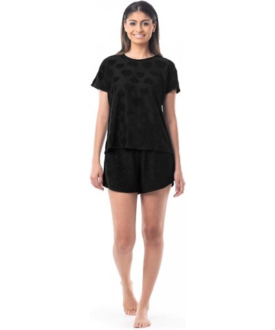 Women's Beyondsoft Sleep Tee and Shorts Set Black $13.55 Sleep & Lounge