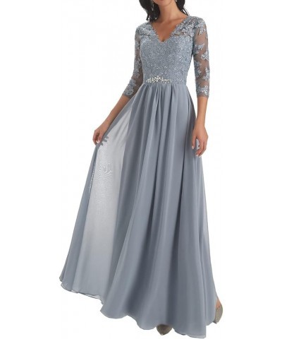 Mother of The Bride Dresses Lace Wedding Guest Dresses for Women Chiffon Mother of The Groom Dresses V Neck Grey $37.50 Dresses