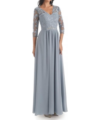 Mother of The Bride Dresses Lace Wedding Guest Dresses for Women Chiffon Mother of The Groom Dresses V Neck Grey $37.50 Dresses