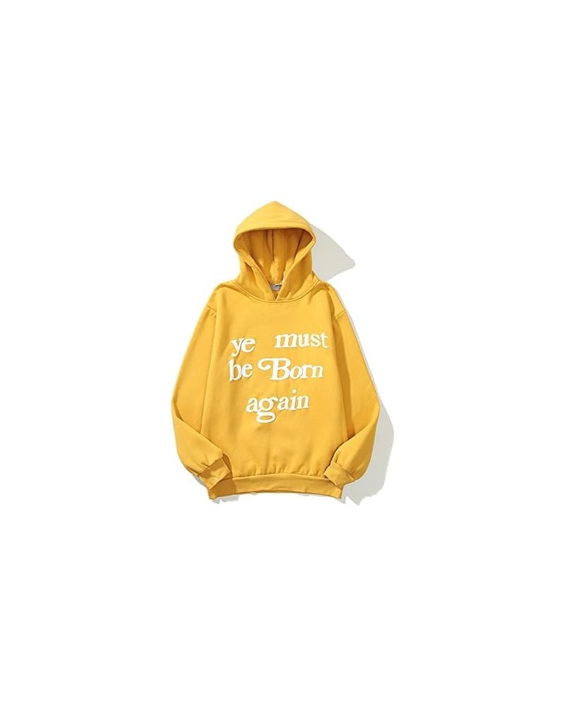 Y2K Men's and Women's Hip Hop Graffiti Letter Hoodie Sweater Loose Hoodie Letter - Yellow $22.79 Hoodies & Sweatshirts