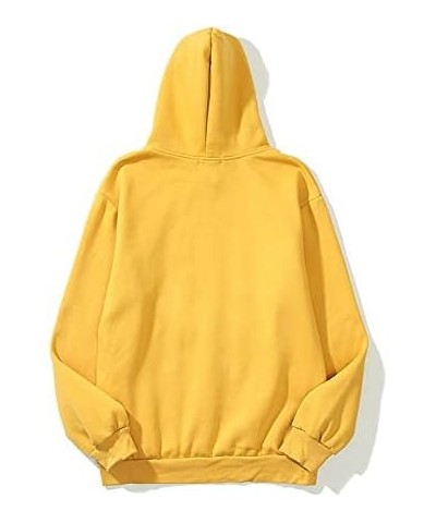 Y2K Men's and Women's Hip Hop Graffiti Letter Hoodie Sweater Loose Hoodie Letter - Yellow $22.79 Hoodies & Sweatshirts