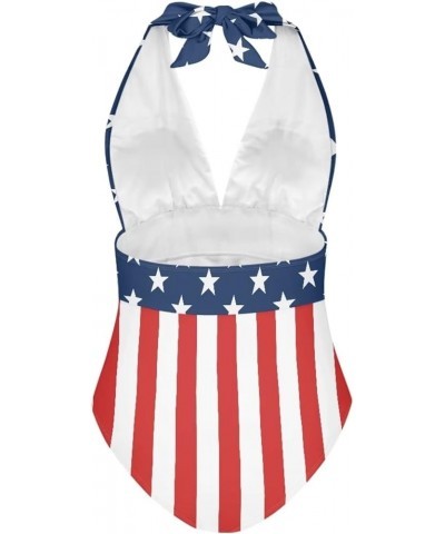 Women's One Piece Swimsuit Tummy Control Bathing Suit Halter Swimwear American Flag $15.80 Swimsuits