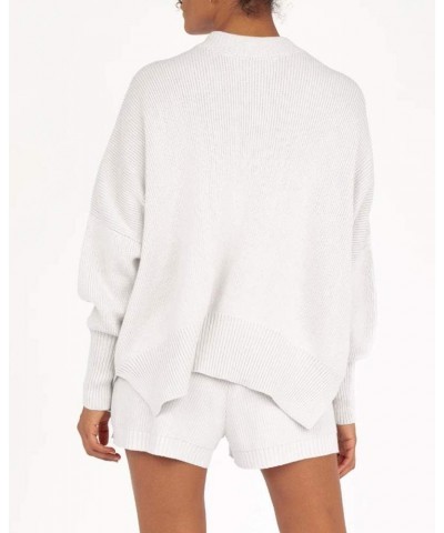 Womens Oversized Sweaters Fall Slouchy Long Sleeve Mock Neck Side Split Pullover Jumper White $16.66 Sweaters