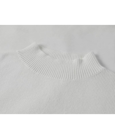 Womens Oversized Sweaters Fall Slouchy Long Sleeve Mock Neck Side Split Pullover Jumper White $16.66 Sweaters