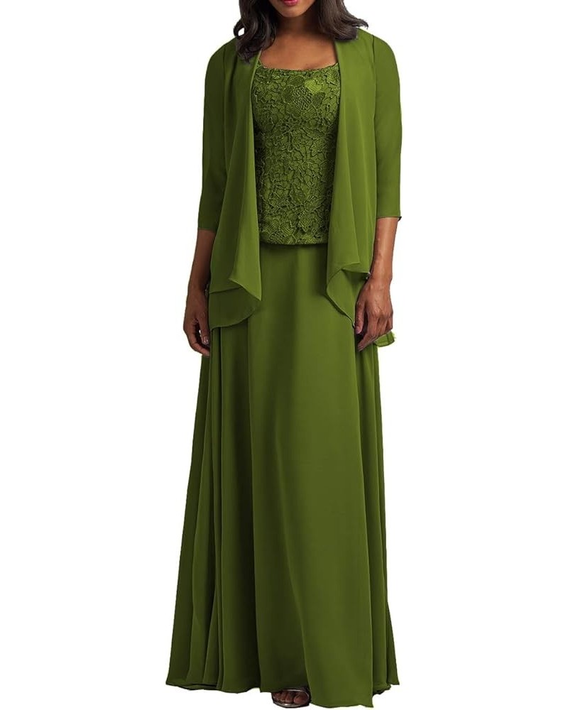 Long Mother of The Bride Dresses with Jacket Formal Evening Dresses Chiffon Mother of Groom Dress Olive $35.52 Dresses