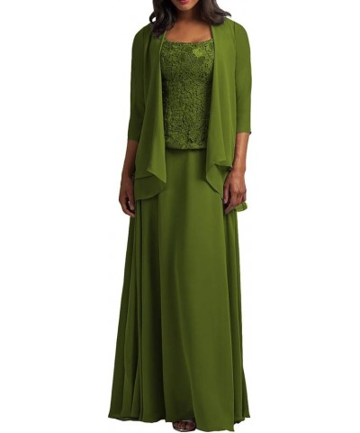 Long Mother of The Bride Dresses with Jacket Formal Evening Dresses Chiffon Mother of Groom Dress Olive $35.52 Dresses