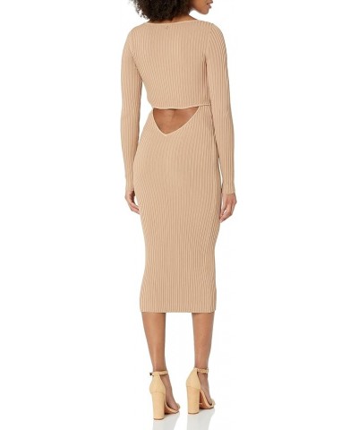 Women's Essential Long Sleeve Adele Sweater Dress Khaki Tan $22.52 Dresses