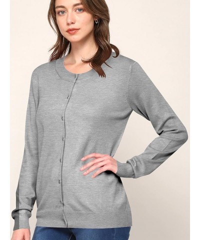 Women's Long Sleeve Button Down Classic Crew Neck V-Neck Knit Cardigan Sweater Wsk781_heather_grey $12.38 Sweaters