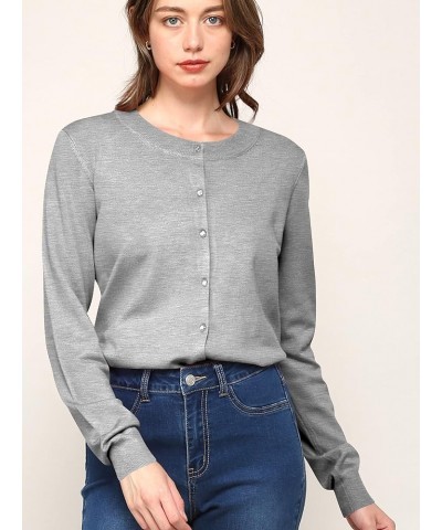 Women's Long Sleeve Button Down Classic Crew Neck V-Neck Knit Cardigan Sweater Wsk781_heather_grey $12.38 Sweaters