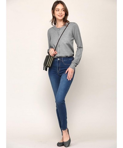 Women's Long Sleeve Button Down Classic Crew Neck V-Neck Knit Cardigan Sweater Wsk781_heather_grey $12.38 Sweaters