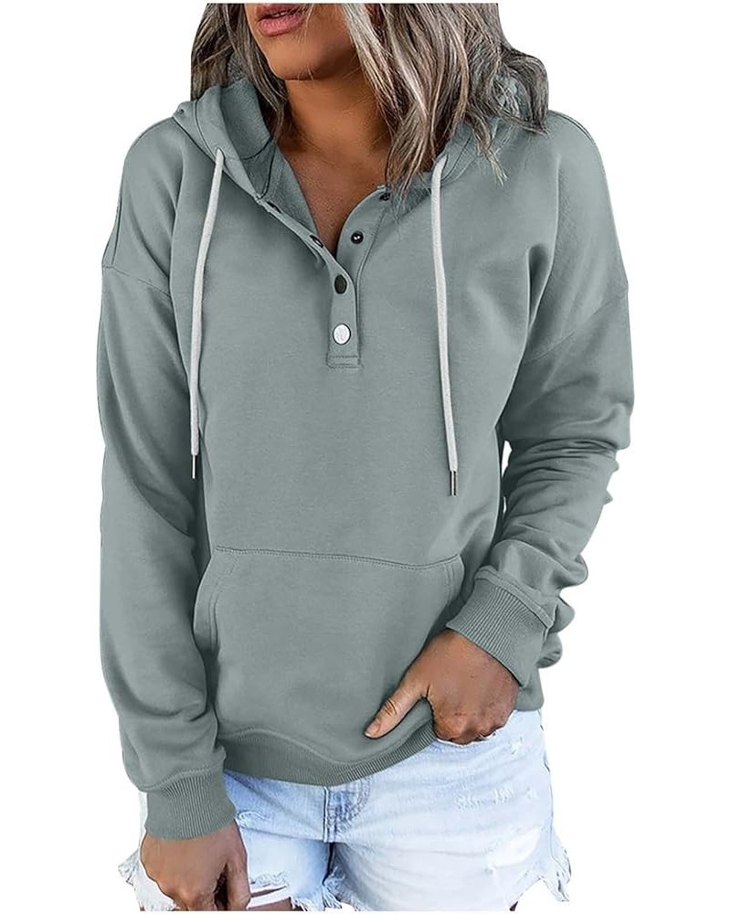 Button Collar Hoodies For Women Solid Color Cute Sweatshirts Long Sleeve Pullover Tops Trendy Fall Fashion 2023 J021-gray $11...