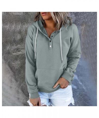 Button Collar Hoodies For Women Solid Color Cute Sweatshirts Long Sleeve Pullover Tops Trendy Fall Fashion 2023 J021-gray $11...